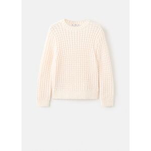 MANGO - Knit sweater with lace pattern ecru - S - Woman